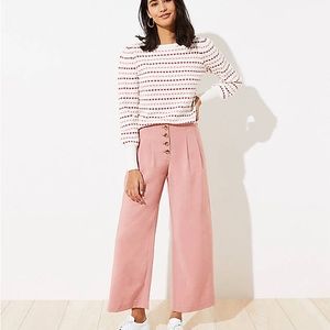 Loft High Waist Wide Leg Ankle pants with 4 Button front Pink Size 4
